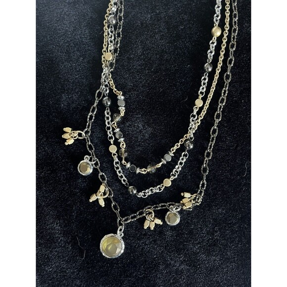 Lia Sophia Cool Kidz charm necklace with extender mixed metals grey gold silver - Picture 1 of 3